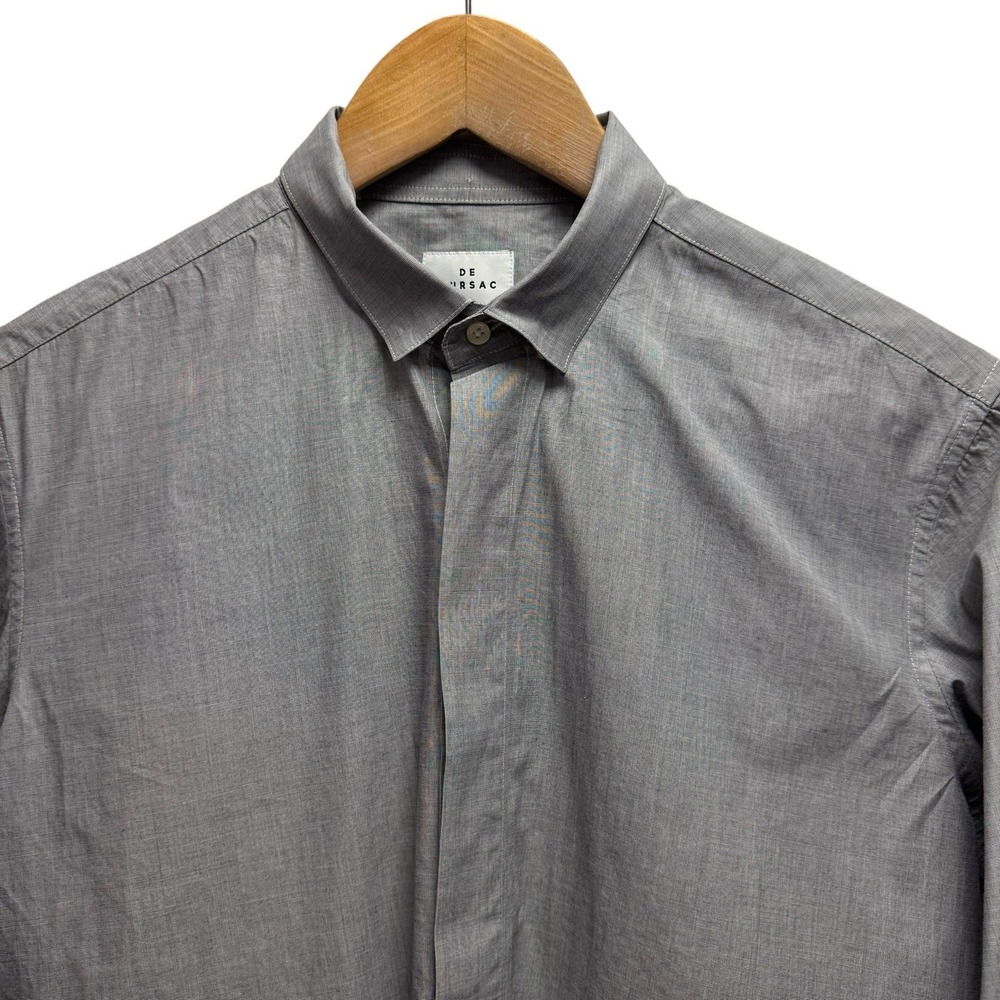 De Fursac Mens Size 37/14.5 Gray Long Sleeve Button Front Cotton Dress Shirt euc